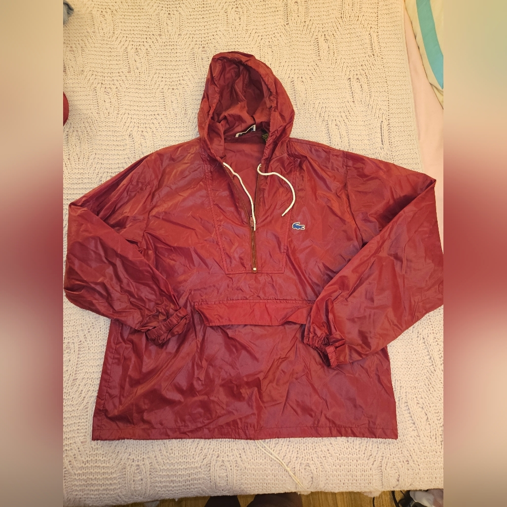 Lacoste Men's Burgundy Windbreaker Large